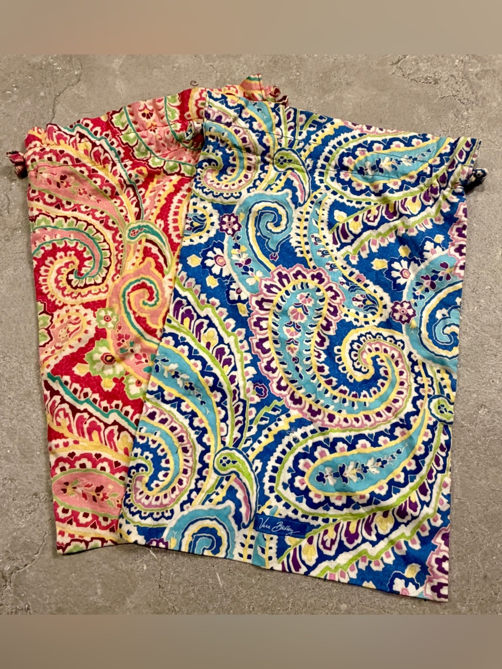 Vera Bradley Drawstring Bag Set of 2 Paisley Travel Pouches